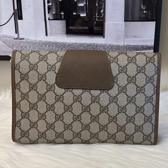 Authentic GUCCI GG Supreme Sherry Line PVC Leather Clutch Bag - Picture 2 of 14